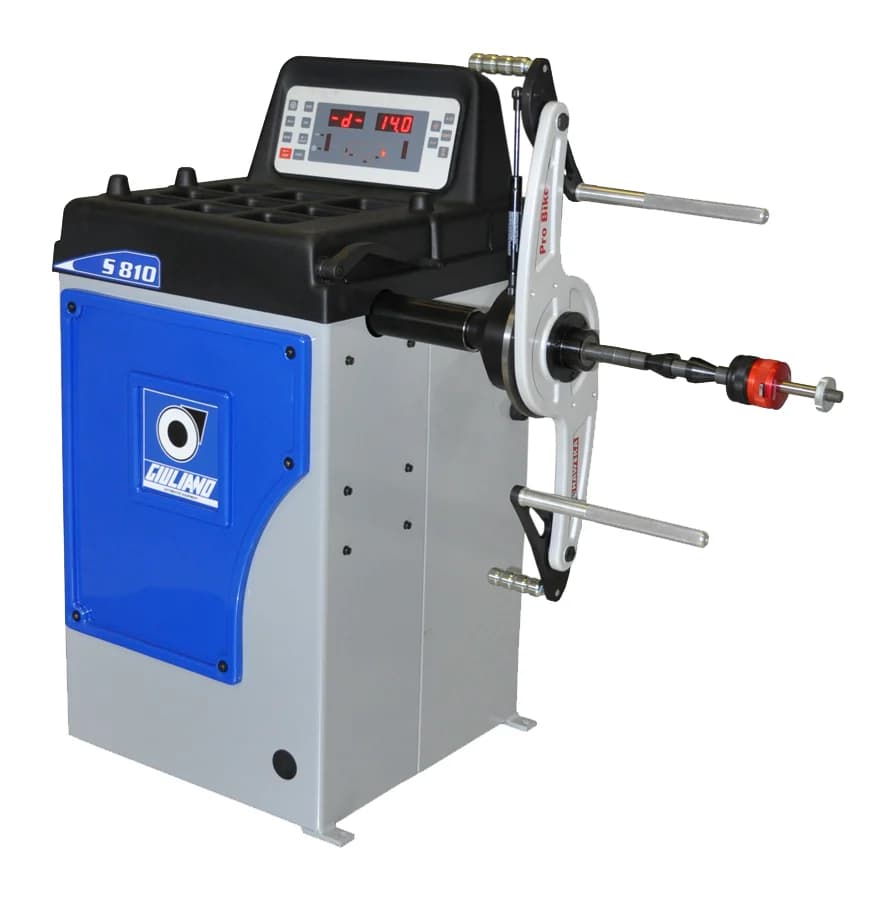 Балансировочный станок Giuliano S810 Bike — общий вид, мотоколёса 10–30 дюймов