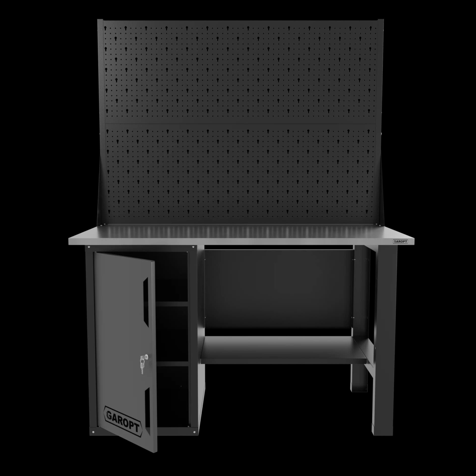 Верстак слесарный однотумбовый с двумя экранами 1400 GAROPT серый GT1400STDPP2.grey