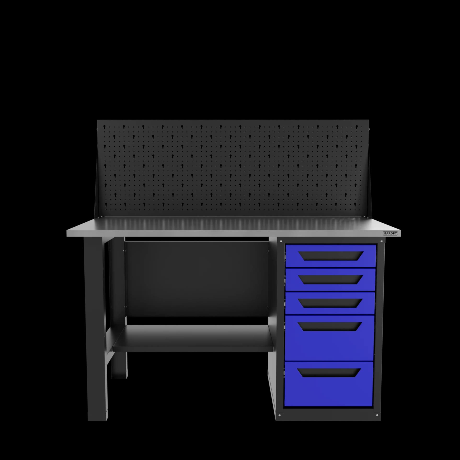 Верстак однотумбовый 5 ящиков с экраном синий 1400 Garopt GT1400STY5PP.blue