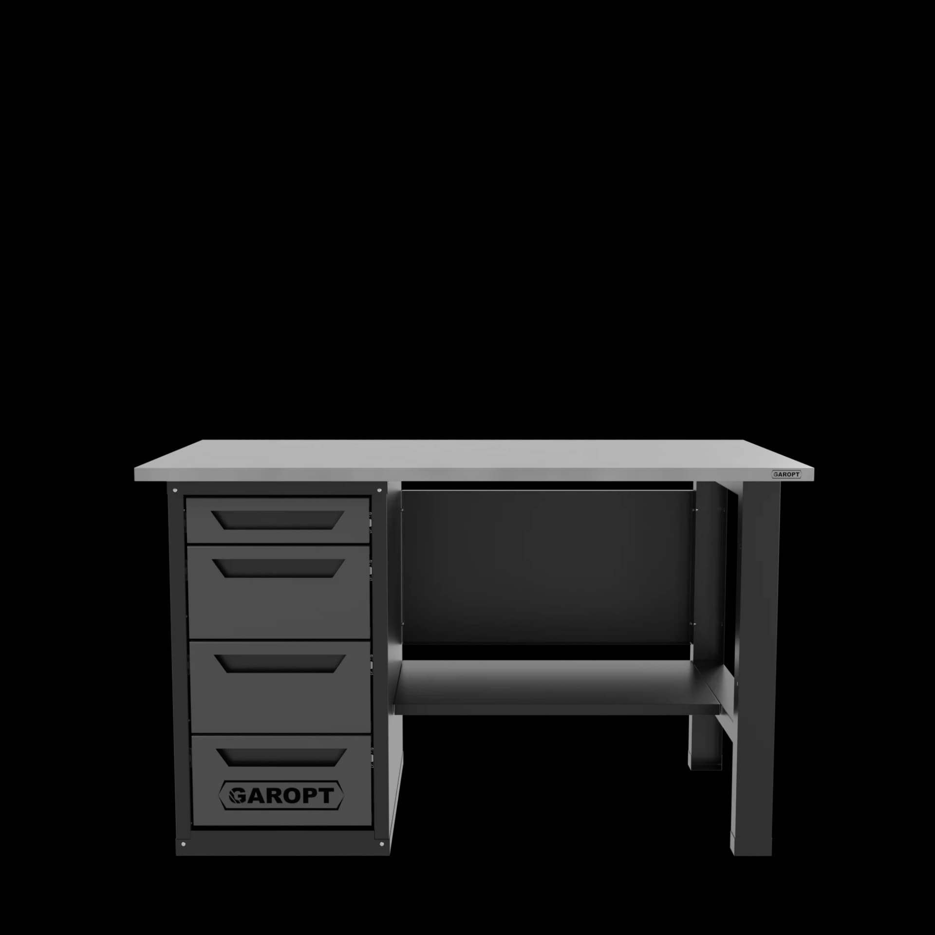 Верстак слесарный однотумбовый 4 ящика серый 1400 Garopt GT1400STY4.grey