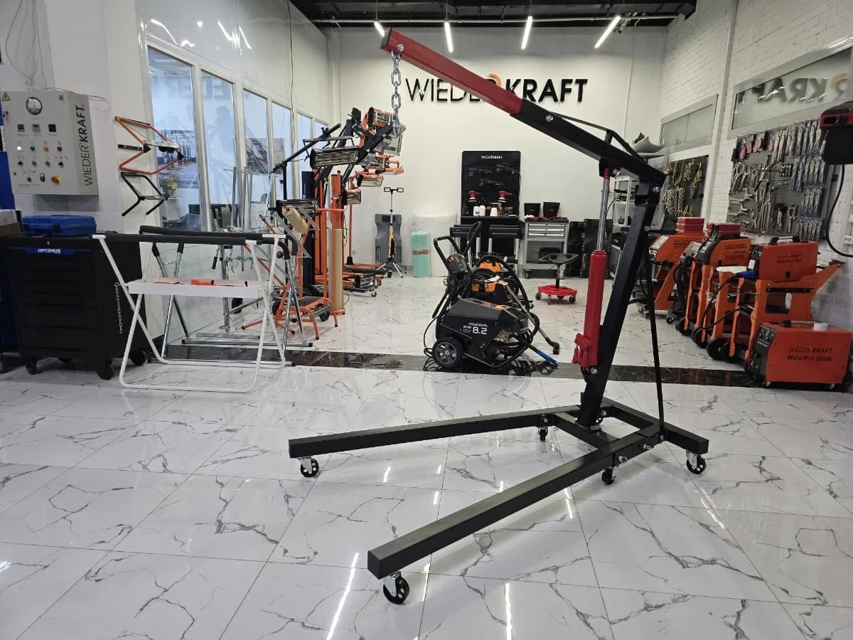 Кран гаражный WIEDERKRAFT WDK-83202 — гидравлический цилиндр и крюк