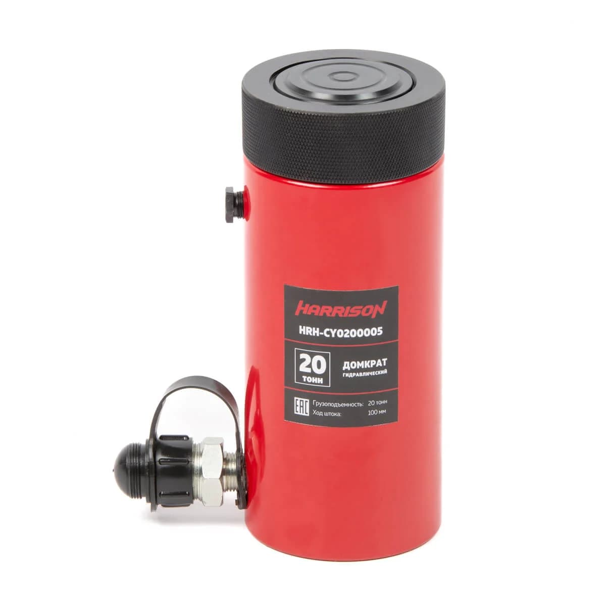 Гидравлический домкрат 20 тонн ход штока 100 мм однополостной с фиксирующей гайкой Harrison HRH-CY0200005