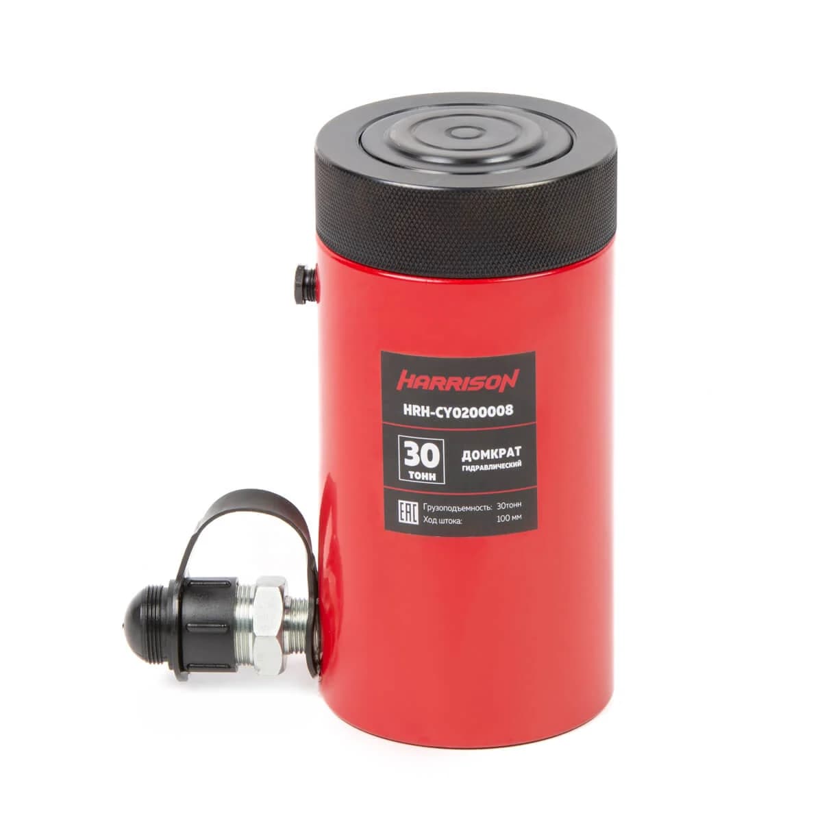 Гидравлический домкрат 30 тонн ход штока 100 мм однополостной с фиксирующей гайкой Harrison HRH-CY0200008