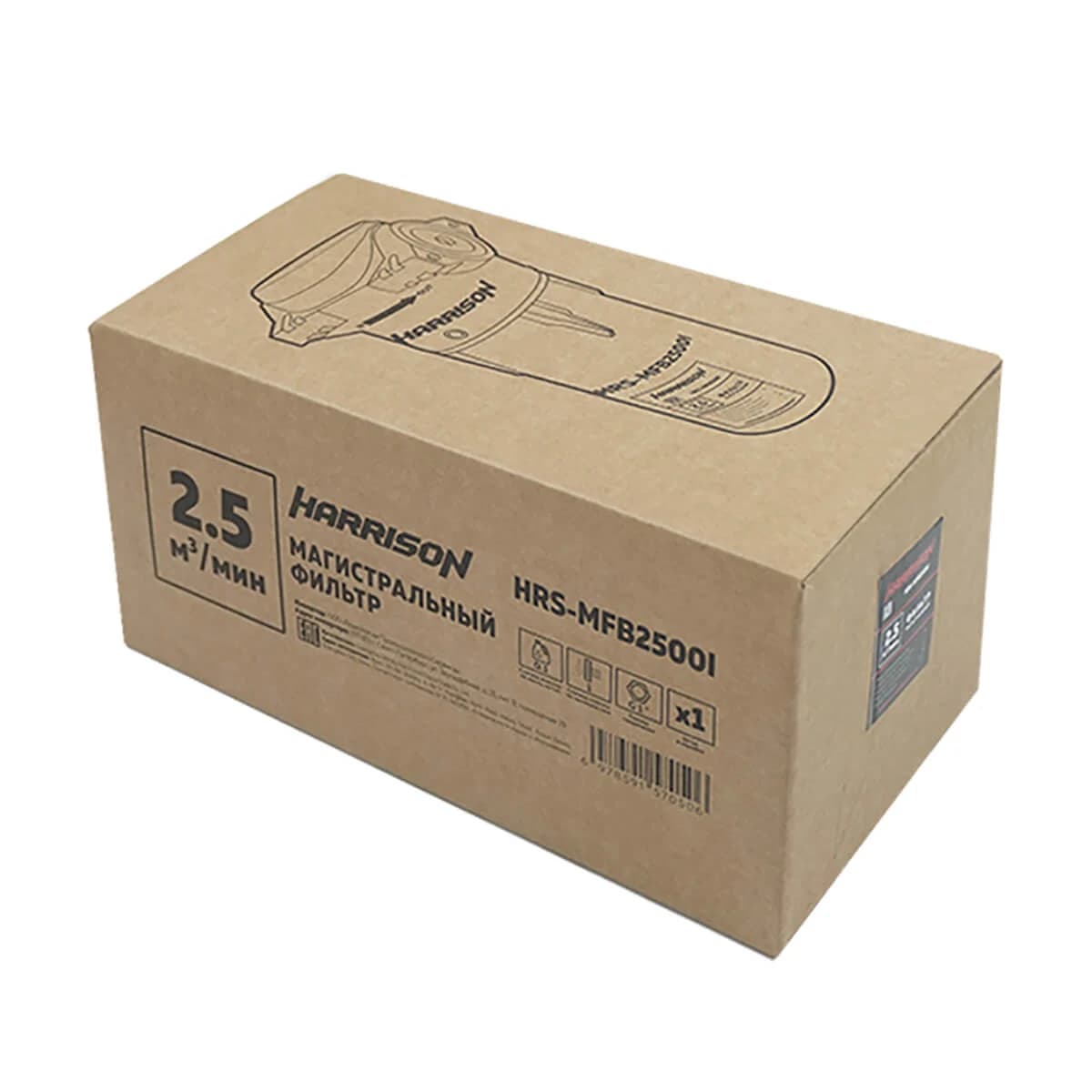 Магистральный фильтр средней очистки 2500 л/мин, G1″, 1 мкм Harrison HRS-MFB2500I