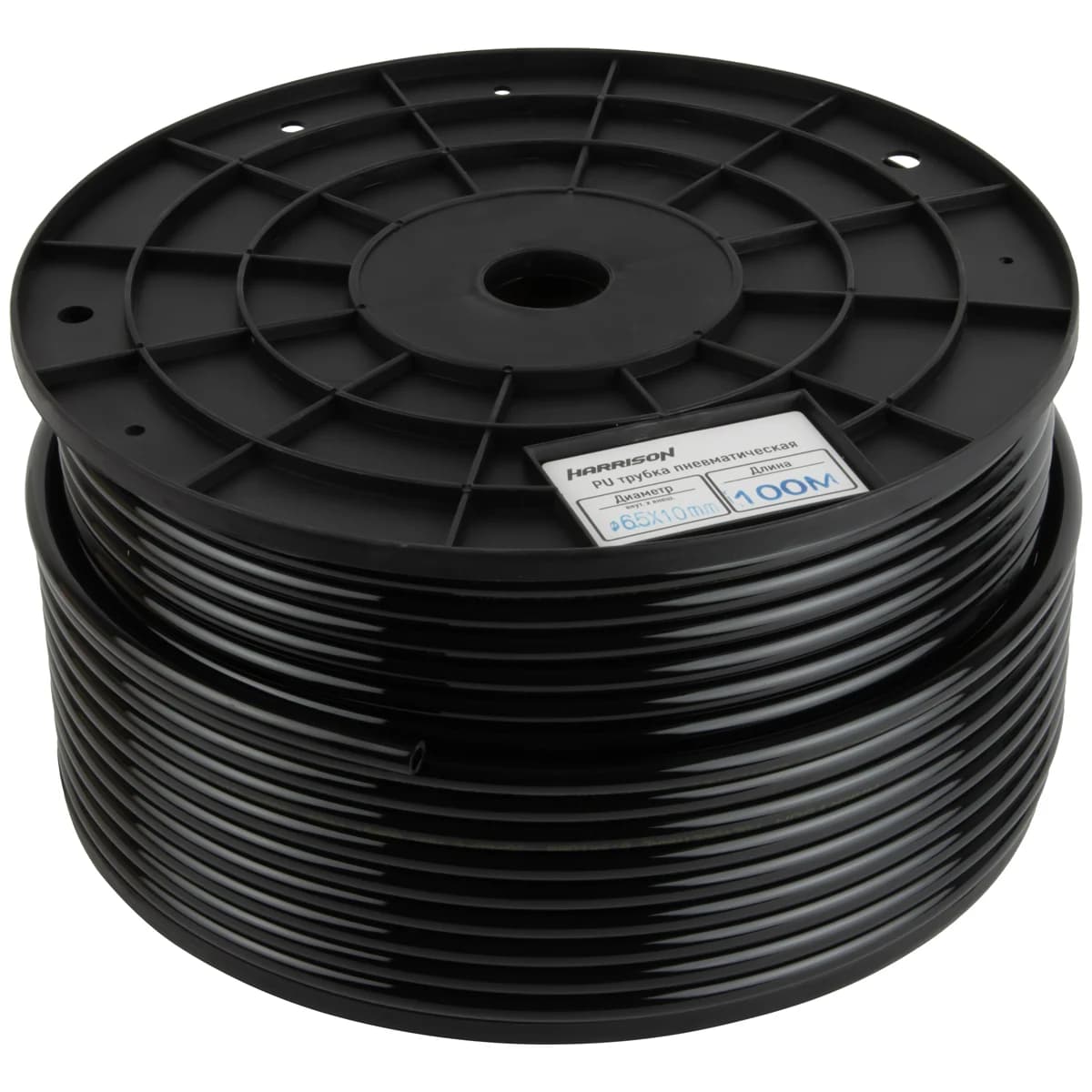 Трубка пневматическая полиуретановая чёрная 6,5×10 мм, 100 м, 18 бар Harrison HUS6510-BK