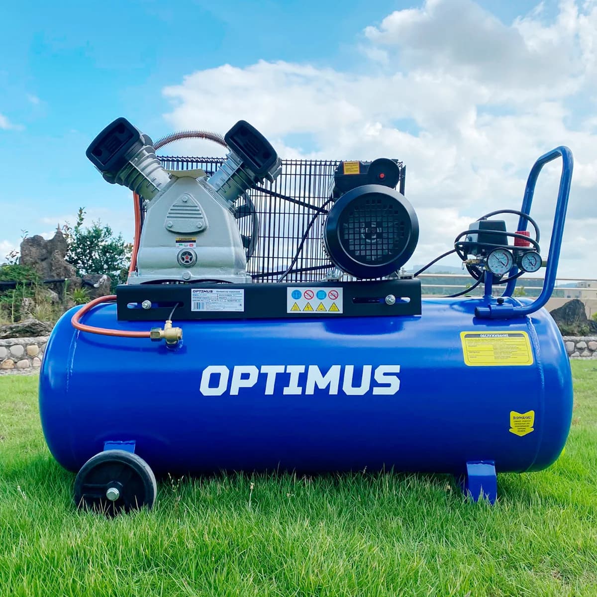 Поршневой ременной компрессор 420 л/мин, 100 л, 10 бар, 220 В OPTIMUS HD OPT-301042