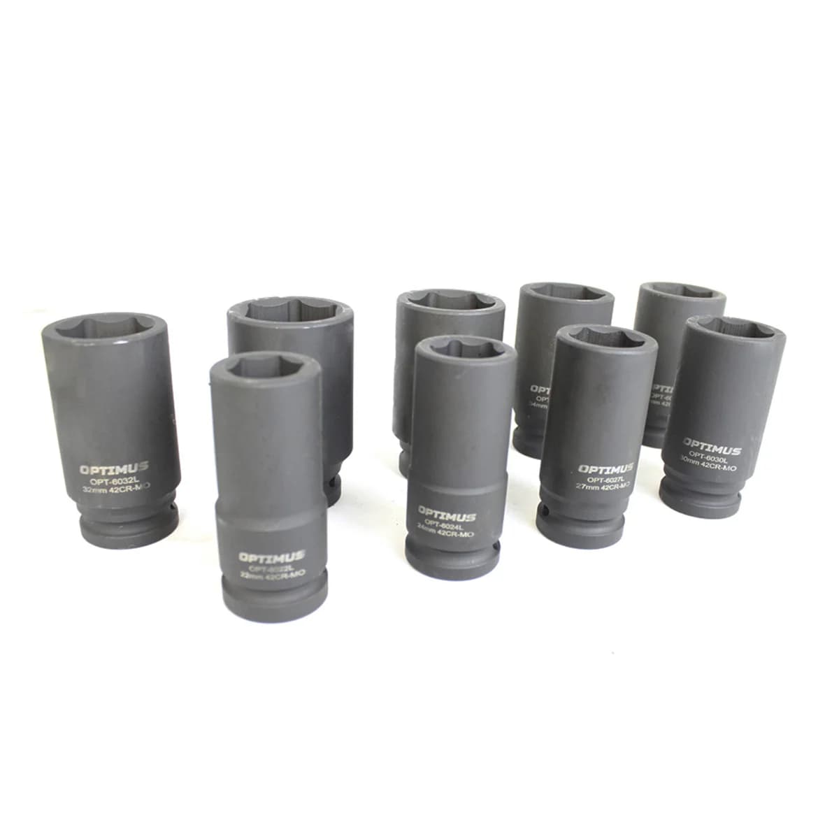Набор ударных глубоких головок 9 шт, 22–38 мм, 3/4″, 6-гранные, CrMo OPTIMUS OPT-60209