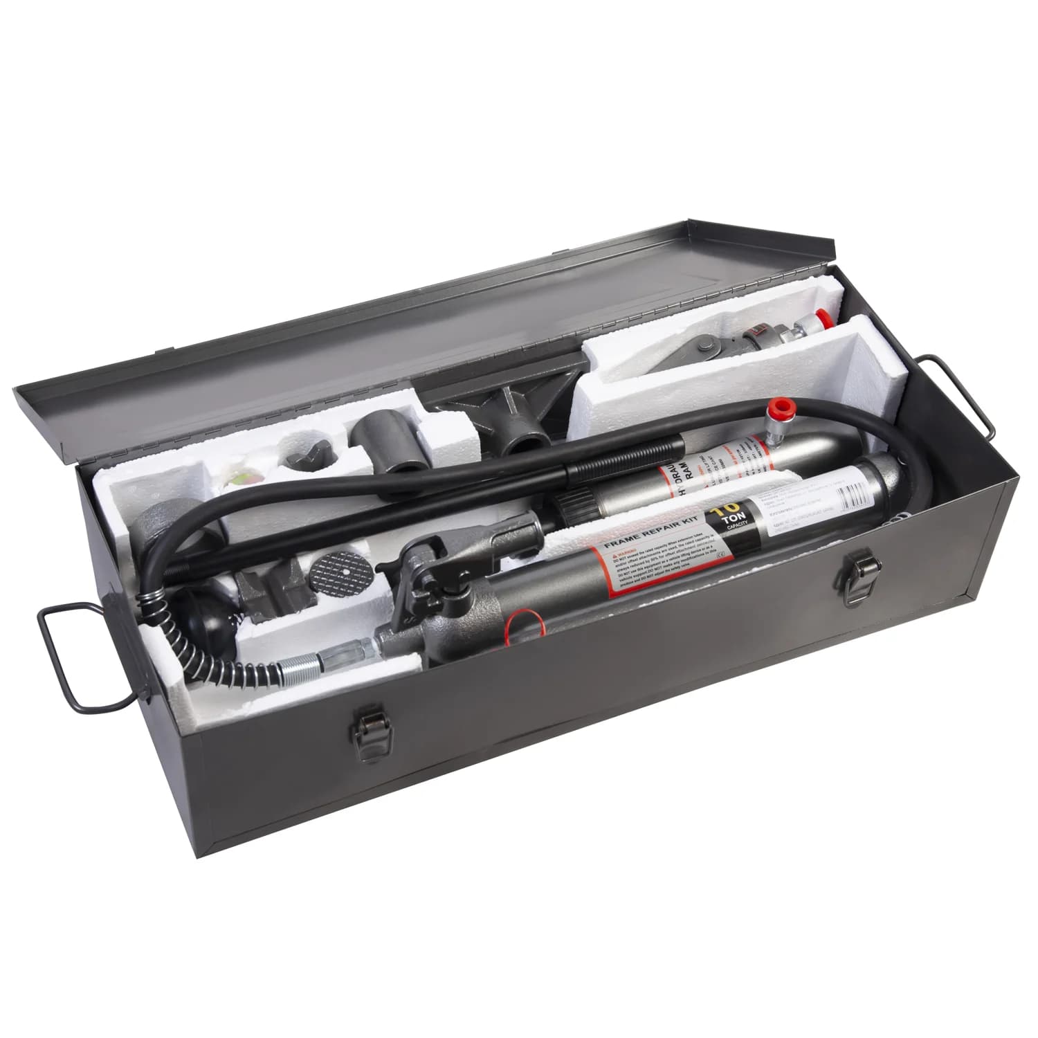 Гидравлический набор для кузовного ремонта 10 т, 18 предметов, металлический кейс OPTIMUS OPT-830310