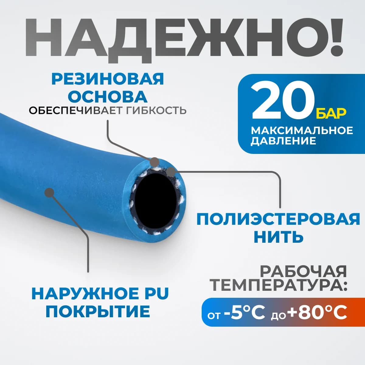 Шланг на катушке пневматический армированный PVC 15 м, 10×16 мм, OPTIMUS HD OPT-97250