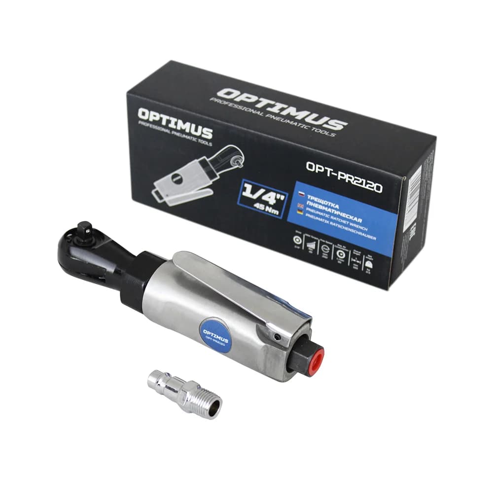Пневматическая трещотка 1/4″, 45 Нм, 240 об/мин, алюминиевый корпус OPTIMUS OPT-PR2120