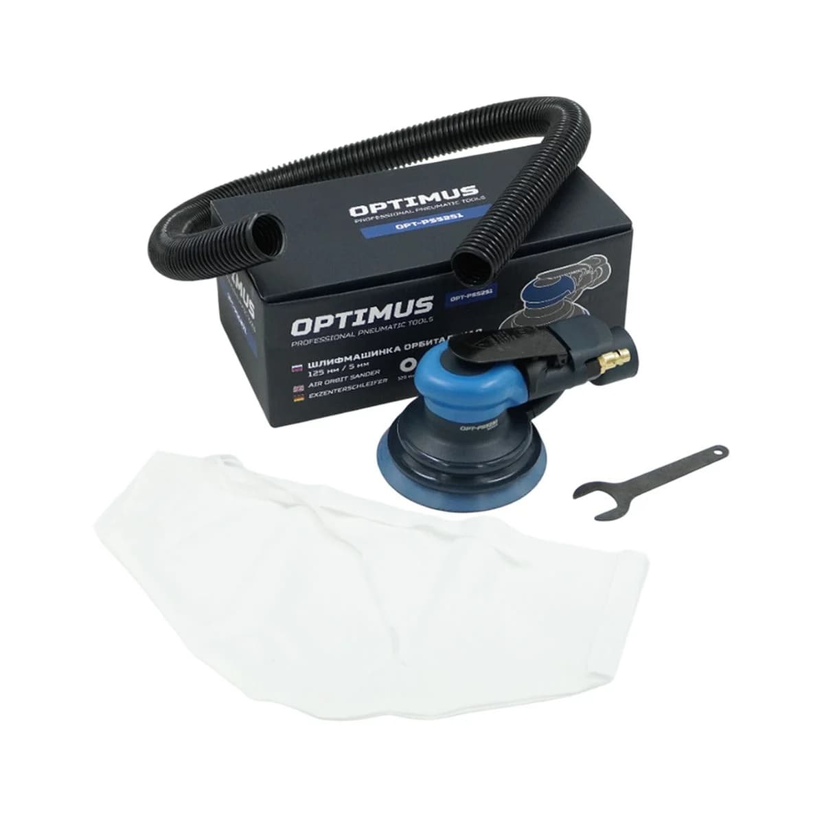Пневматическая орбитальная шлифовальная машина 125 мм амплитуда 5 мм Optimus OPT-PS5251