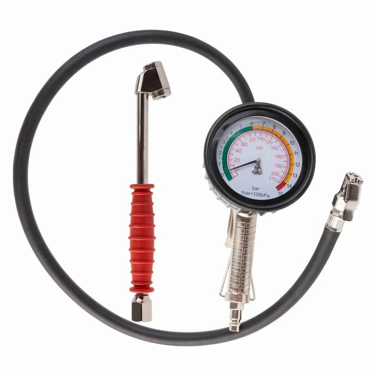 Вид пистолета для подкачки колес сбоку, длина шланга 850 мм