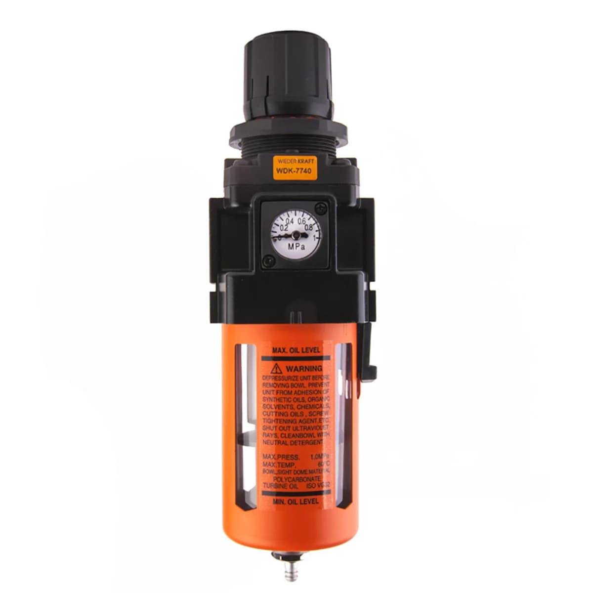 Фильтр-масловлагоотделитель с регулятором и манометром, 1/2″, 10 бар WIEDERKRAFT WDK-7740