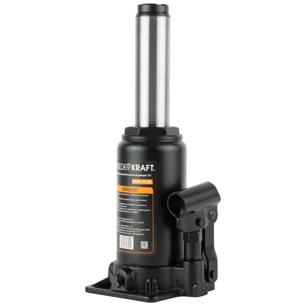 Бутылочный гидравлический домкрат 10 тонн 200-390 мм Wiederkraft WDK-81100