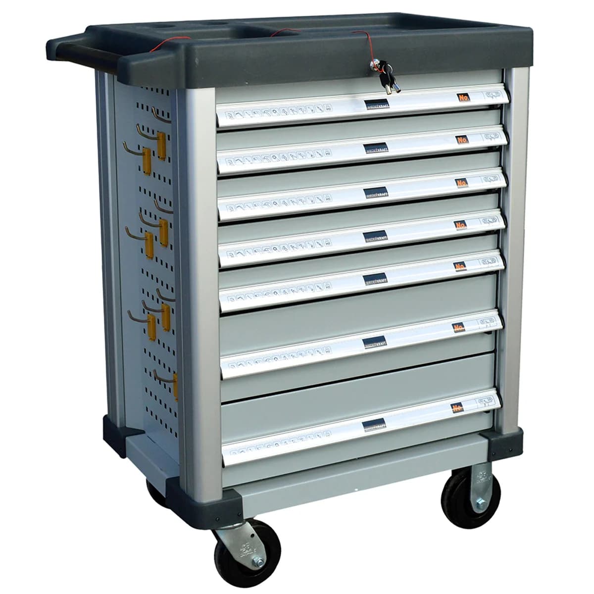 Тележка инструментальная 7 ящиков 600 кг центральный замок Wiederkraft WDK-907