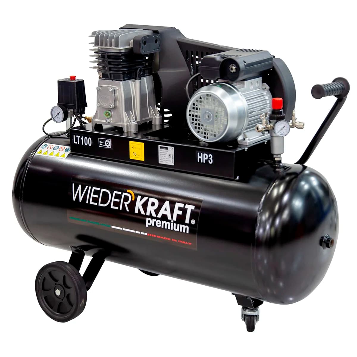 Поршневой ременной компрессор 340 л/мин, 100 л, 10 бар, 220 В WIEDERKRAFT WDK-91032
