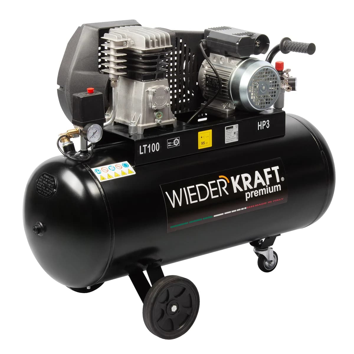 Поршневой ременной компрессор 340 л/мин, 100 л, 10 бар, 220 В WIEDERKRAFT WDK-91032