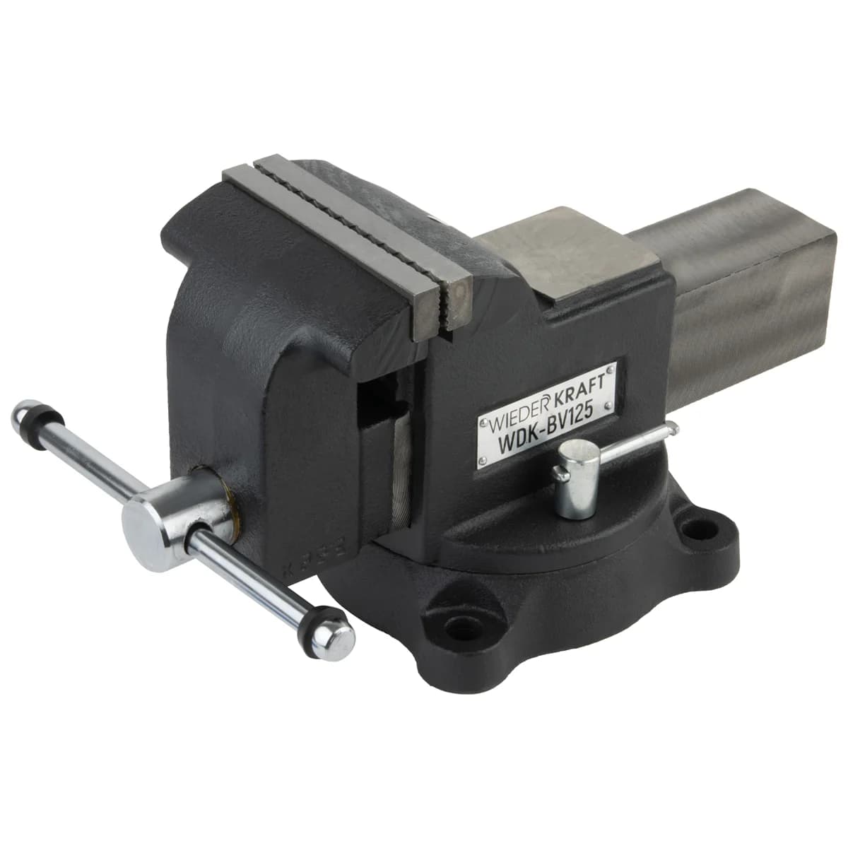 Тиски слесарные поворотные Wiederkraft WDK-BV125 фронтальный вид