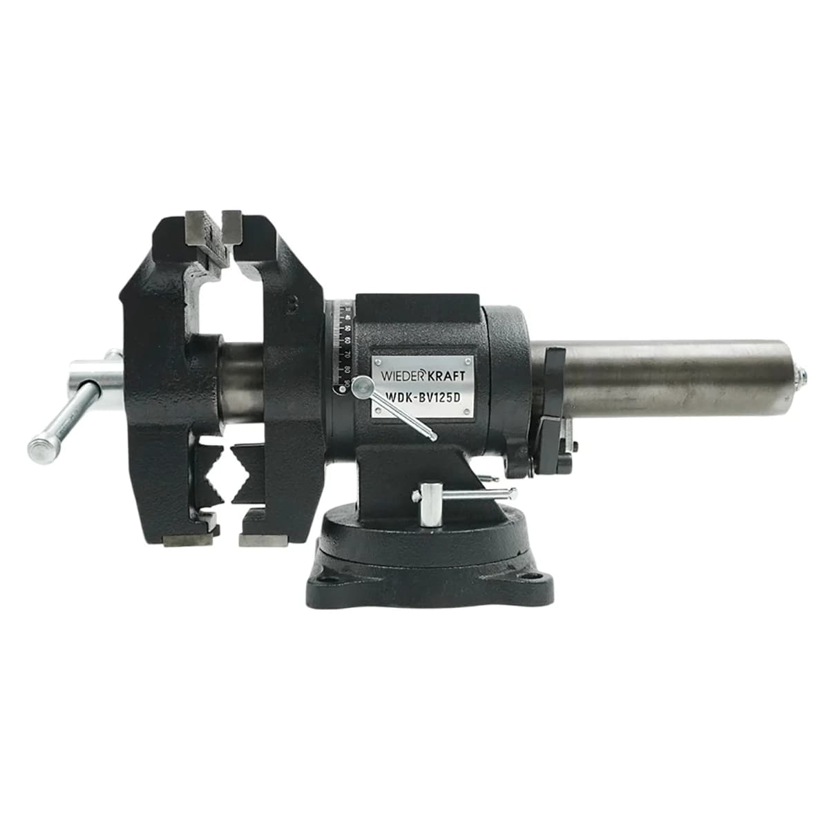 Тиски слесарные 3D Wiederkraft WDK-BV125D, вид спереди