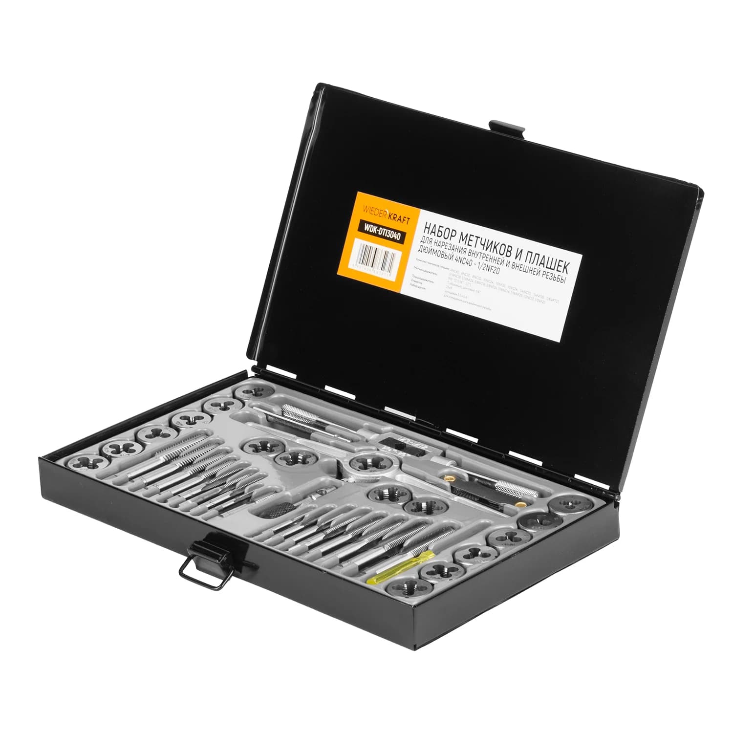 Набор метчиков и плашек WiederKraft WDK-DTI3040 в кейсе