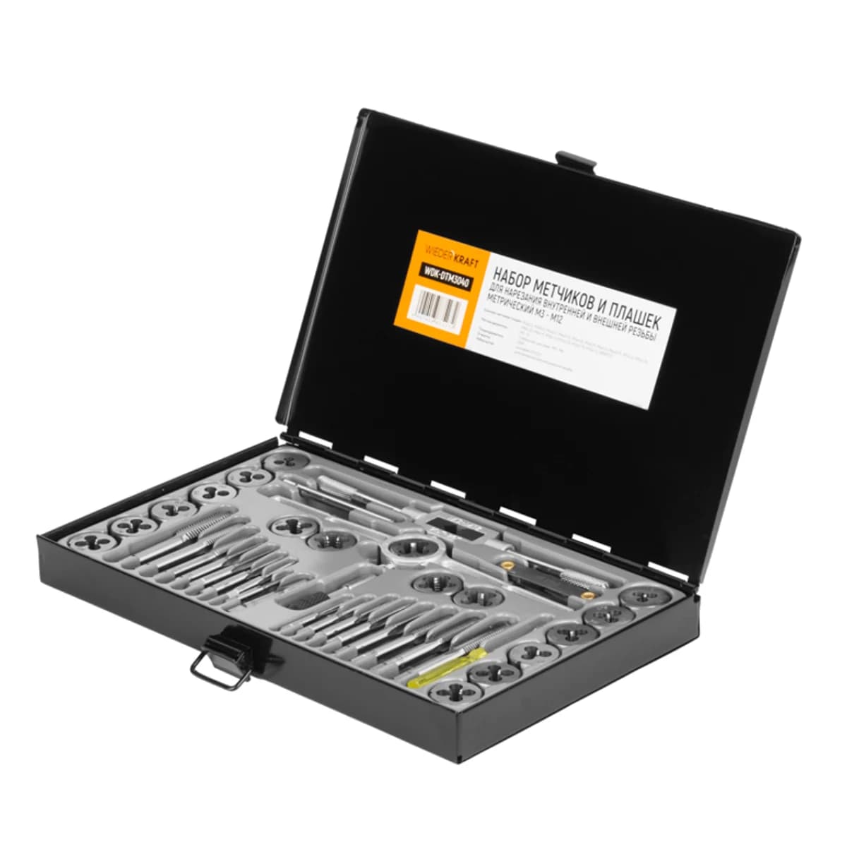 Набор метчиков и плашек WiederKraft WDK-DTM3040 в кейсе