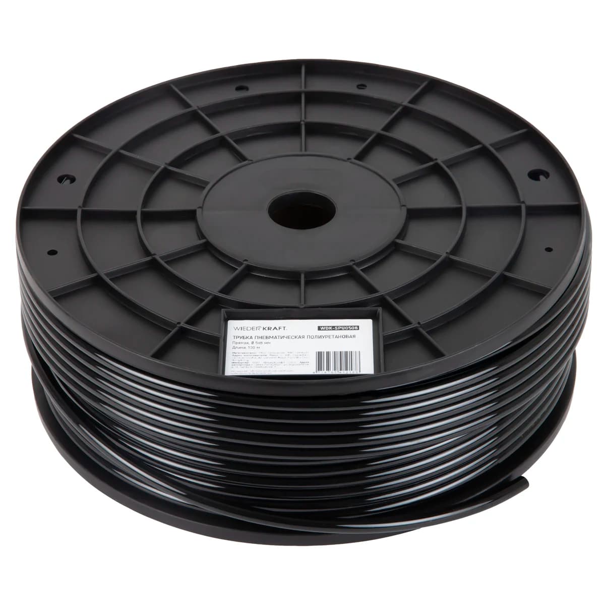 Трубка пневматическая прямая 5×8 мм 100 м гибкость до -20°С Wiederkraft WDK-SPU0508
