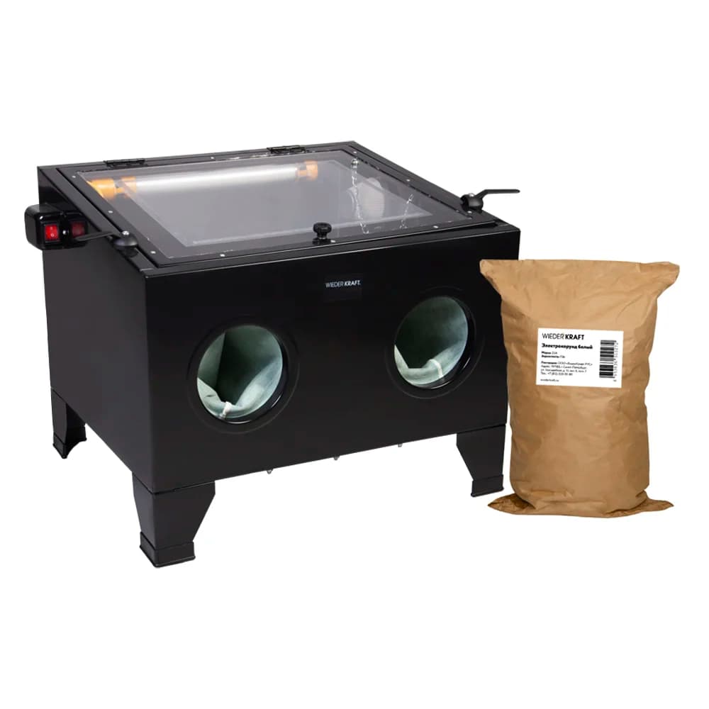 Настольная пескоструйная камера 90 л с электрокорундом Wiederkraft WDK-82090K