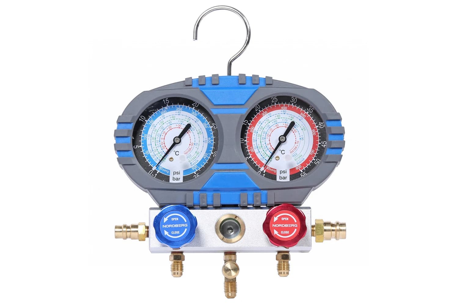 Коллектор манометрический Nordberg NFG32K — с шлангами / муфтами / R410a / кейс