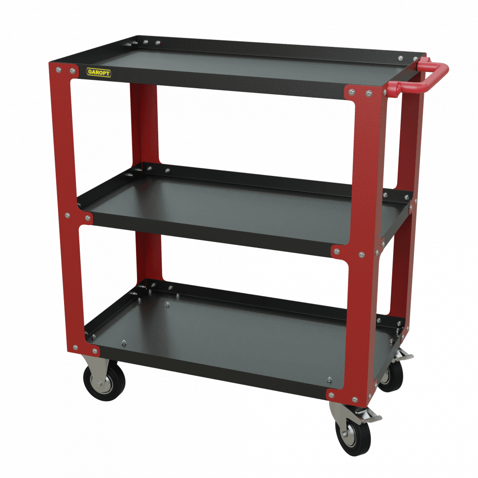 gt3.red Инструментальная тележка GAROPT, три полки, cерия «No boxes», Красная