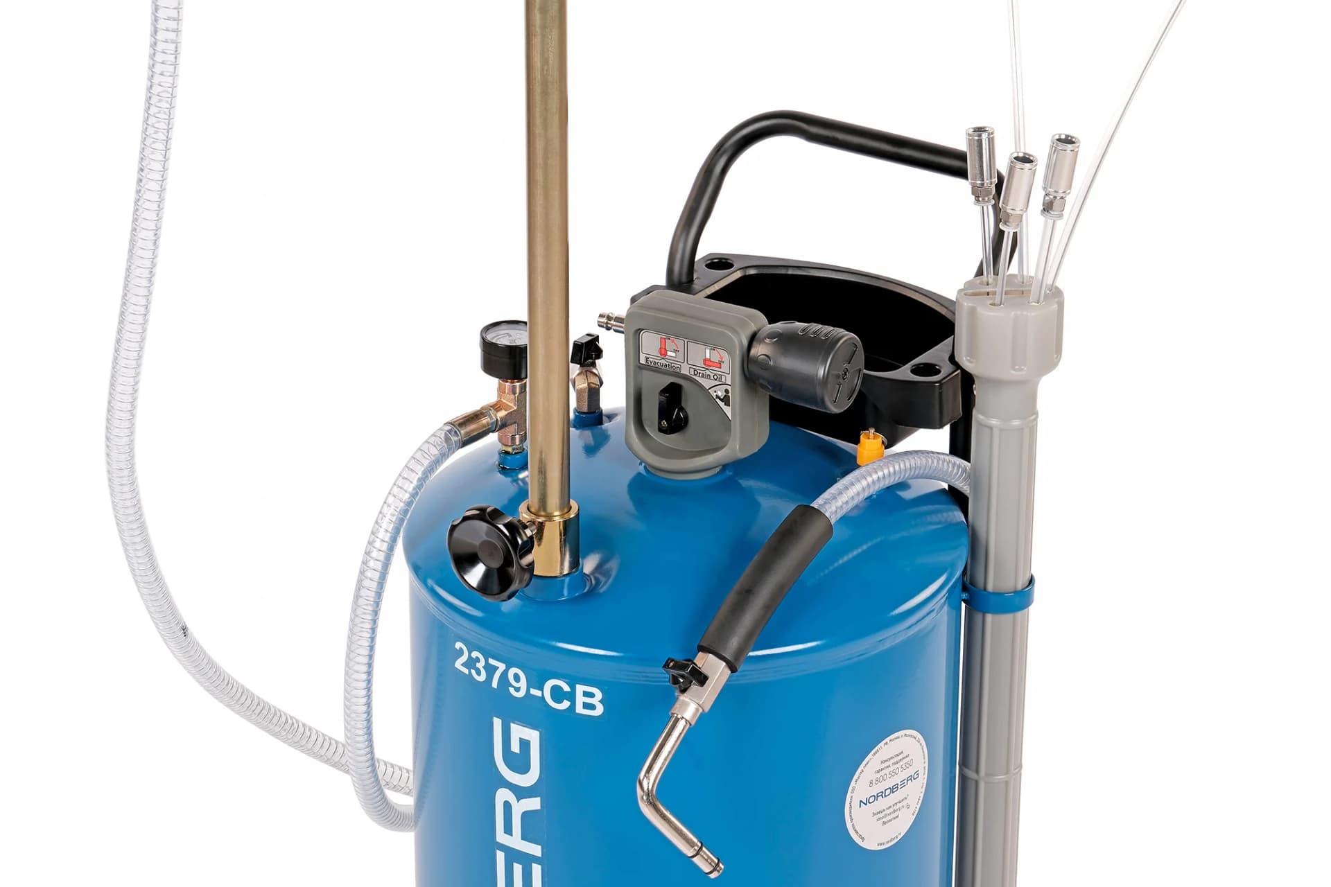 Установка для сбора масла Nordberg 2379-CB — пневматическая, 65 л, синяя