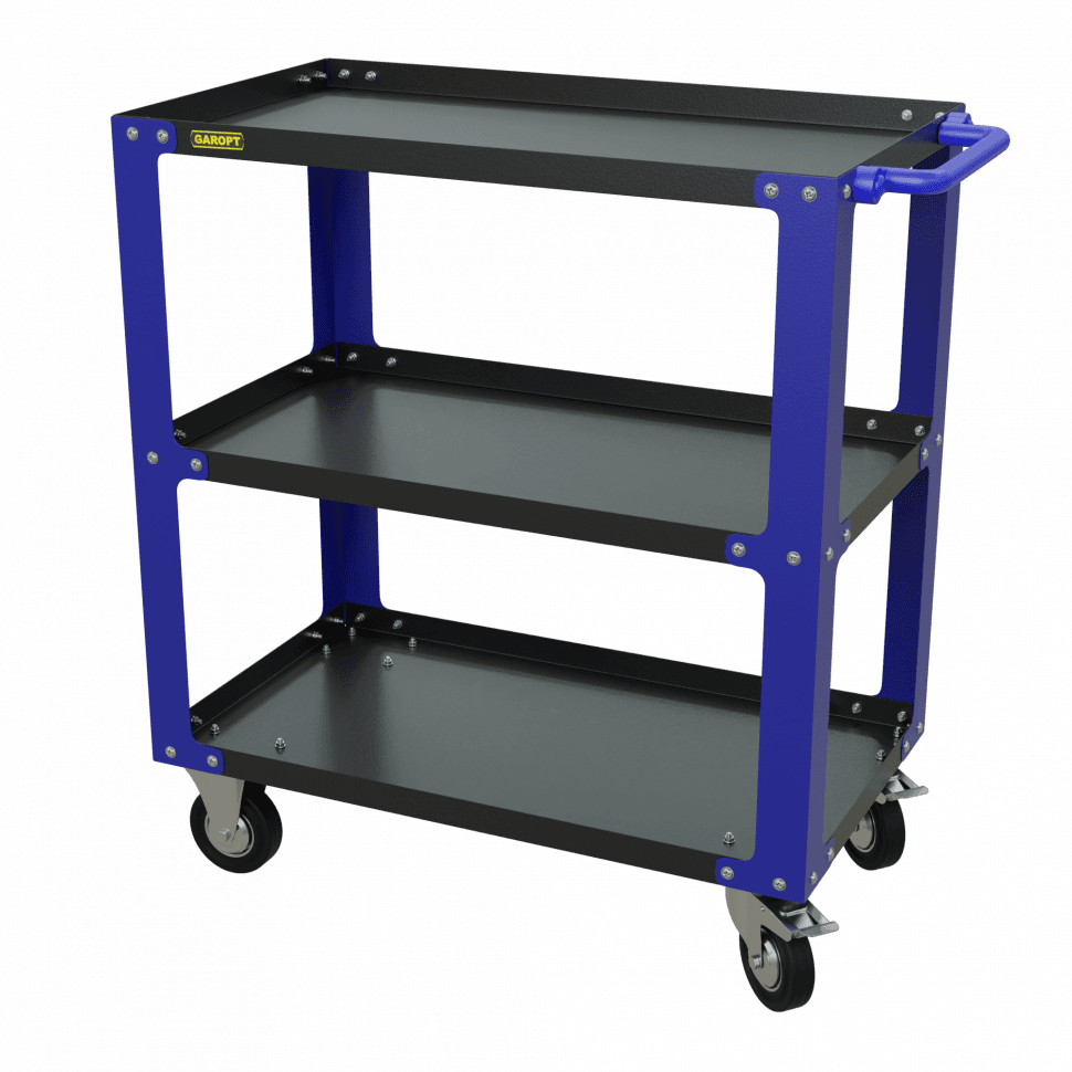 gt3.blue Инструментальная тележка GAROPT, три полки, cерия «No boxes», Синяя
