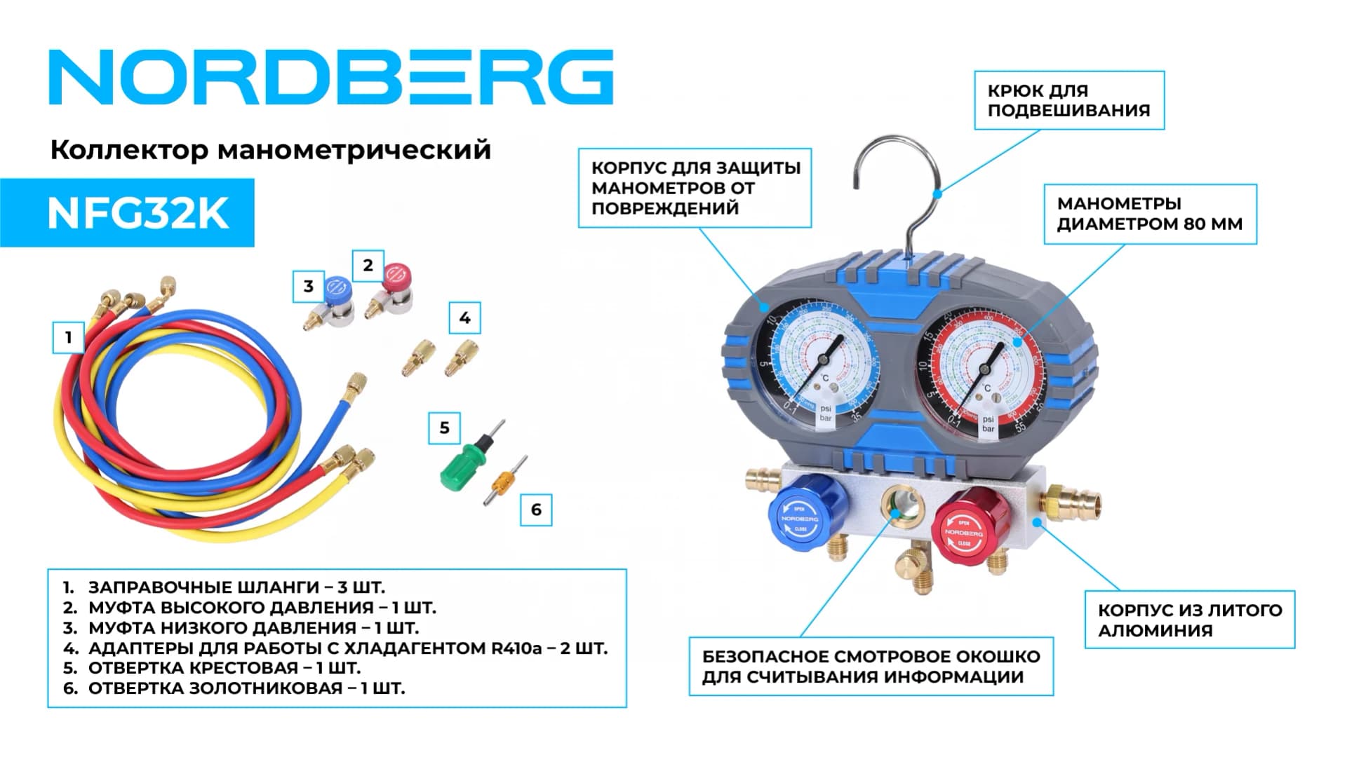 Комплект шлангов и муфт коллектора Nordberg NFG32K