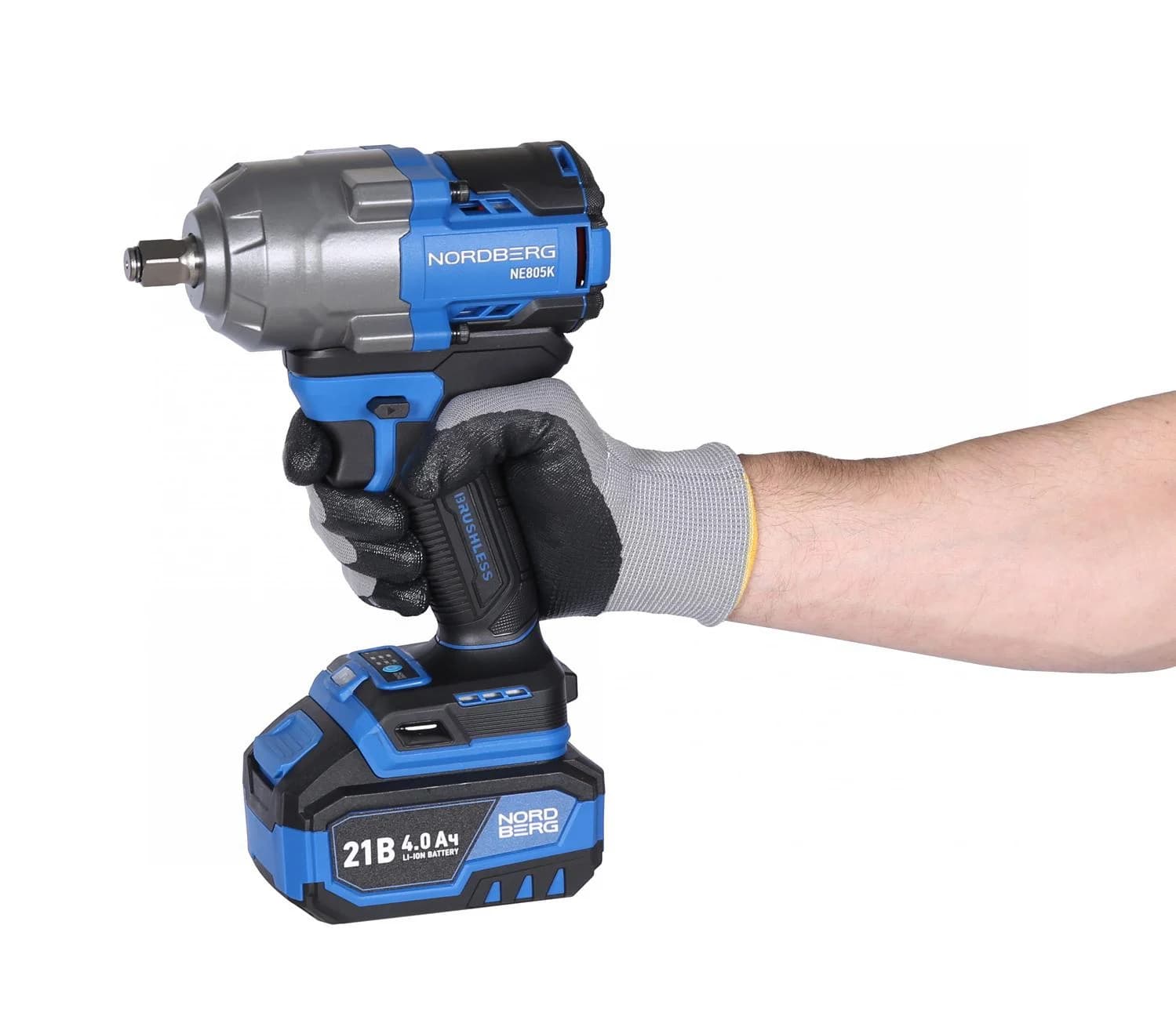 Гайковерт аккумуляторный NORDBERG NE805K — 1/2″, 1000 Нм, 21 В, 2 аккум.