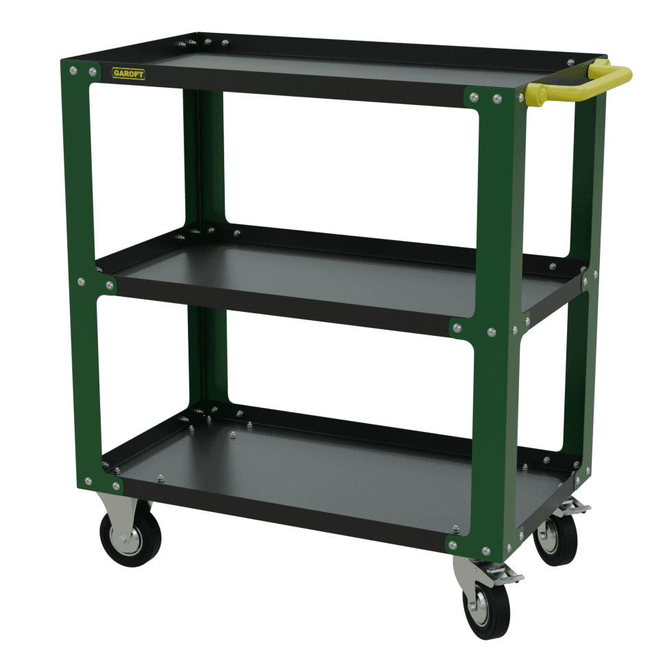 gt3.green Инструментальная тележка GAROPT, три полки, cерия «No boxes», Зеленая