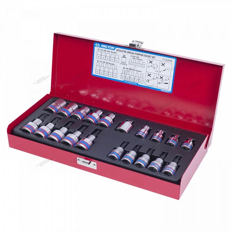 Металлический кейс с набором насадок TORX и E-Torx 7120PR