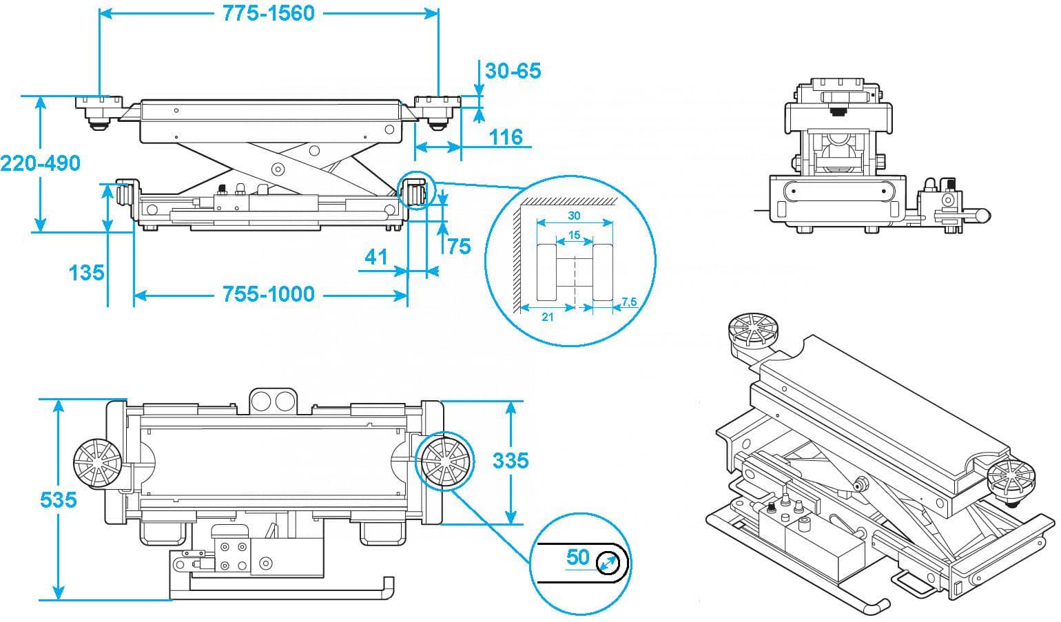 Траверса NORDBERG N423_B — платформа и регулируемая колея