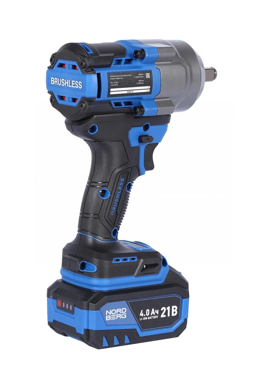 Гайковерт аккумуляторный NORDBERG NE805K — 1/2″, 1000 Нм, 21 В, 2 аккум.