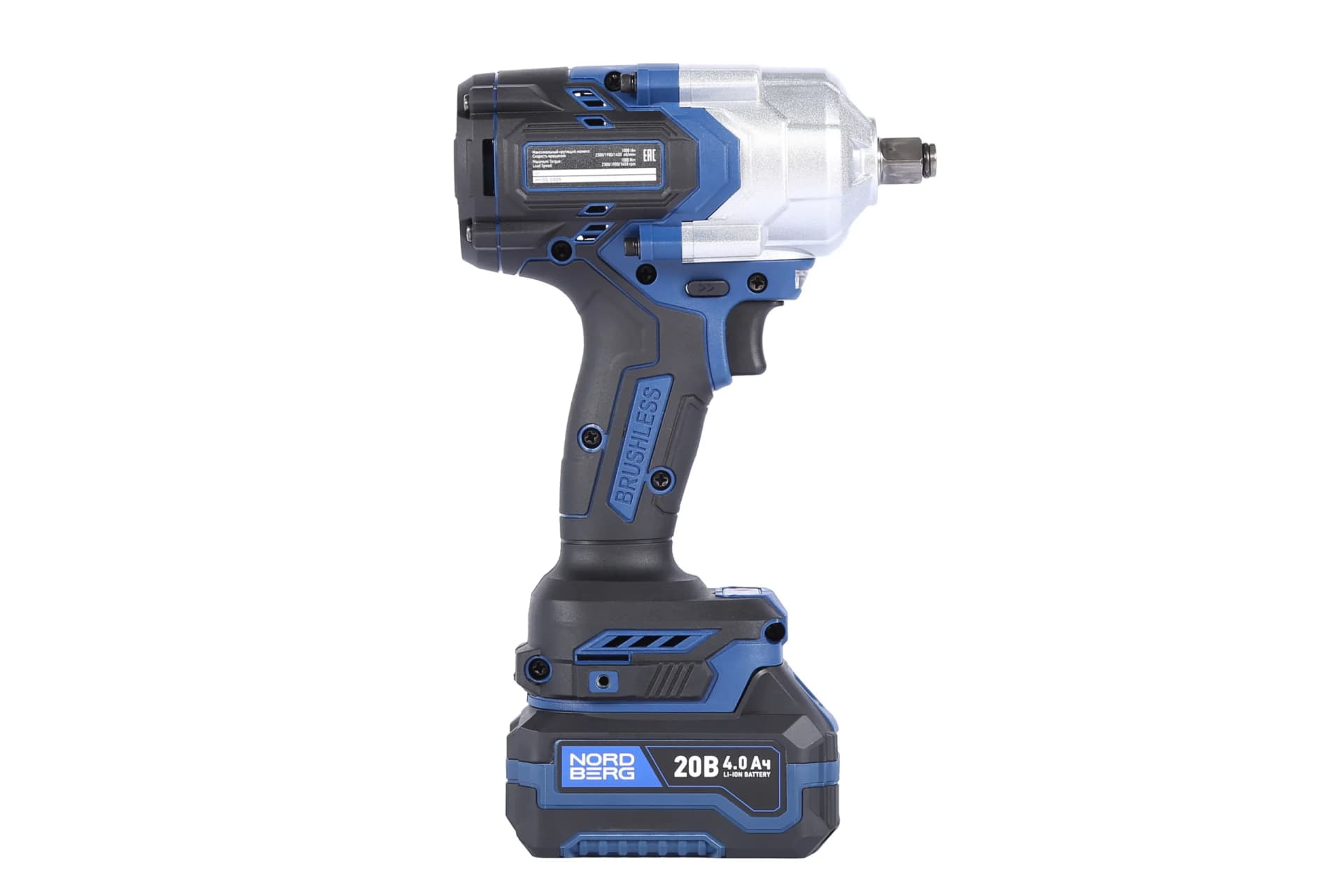 Гайковерт аккумуляторный NORDBERG NE808K — 1/2″, 1000 Нм, 20 В, 2 аккум.