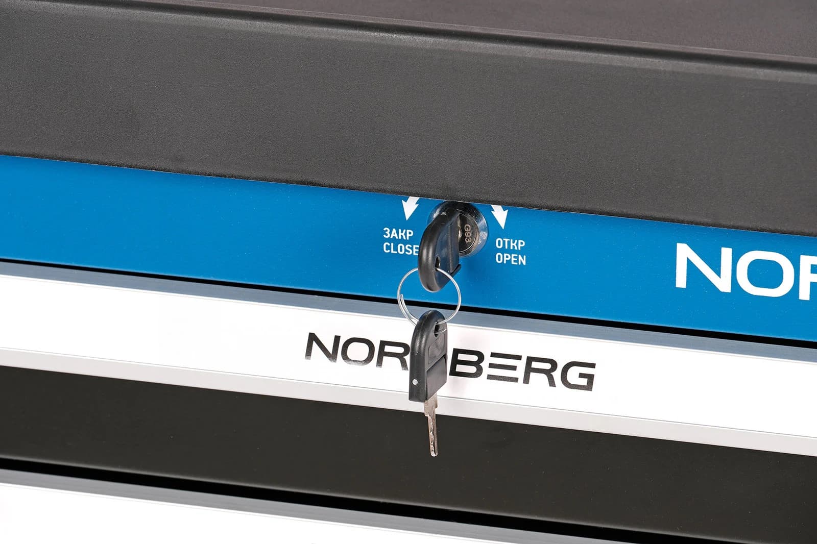 Тележка NORDBERG T4 — 2 ящика + шкаф с двумя полками + органайзер нагрузка 250 кг синяя