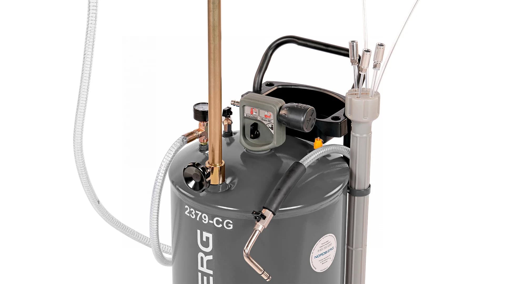 Установка для сбора масла Nordberg 2379-CG — пневматическая, 65 л, воронка 16 л