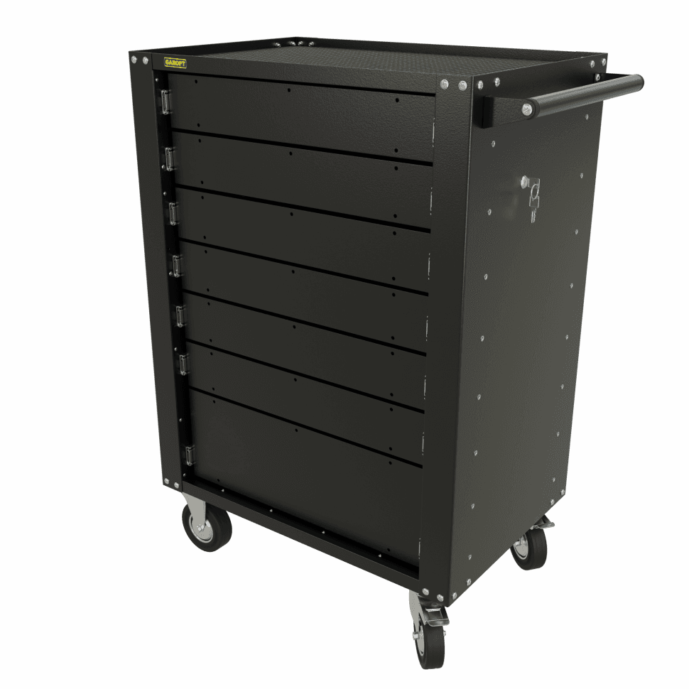 GTH7 Тележка инструментальная Garopt 7 ящиков БЕЗ ЦВЕТОВЫХ ФАСАДОВ, центральный замок, увеличенные колеса, доводчики, GAROPT Серия «High», высота 1040мм