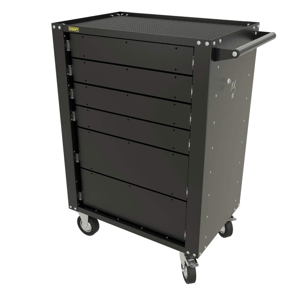 GTH6 Тележка инструментальная Garopt 6 ящиков, БЕЗ ЦВЕТОВЫХ ФАСАДОВ, центральный замок, увеличенные колеса, доводчики, GAROPT Серия «HIGH»