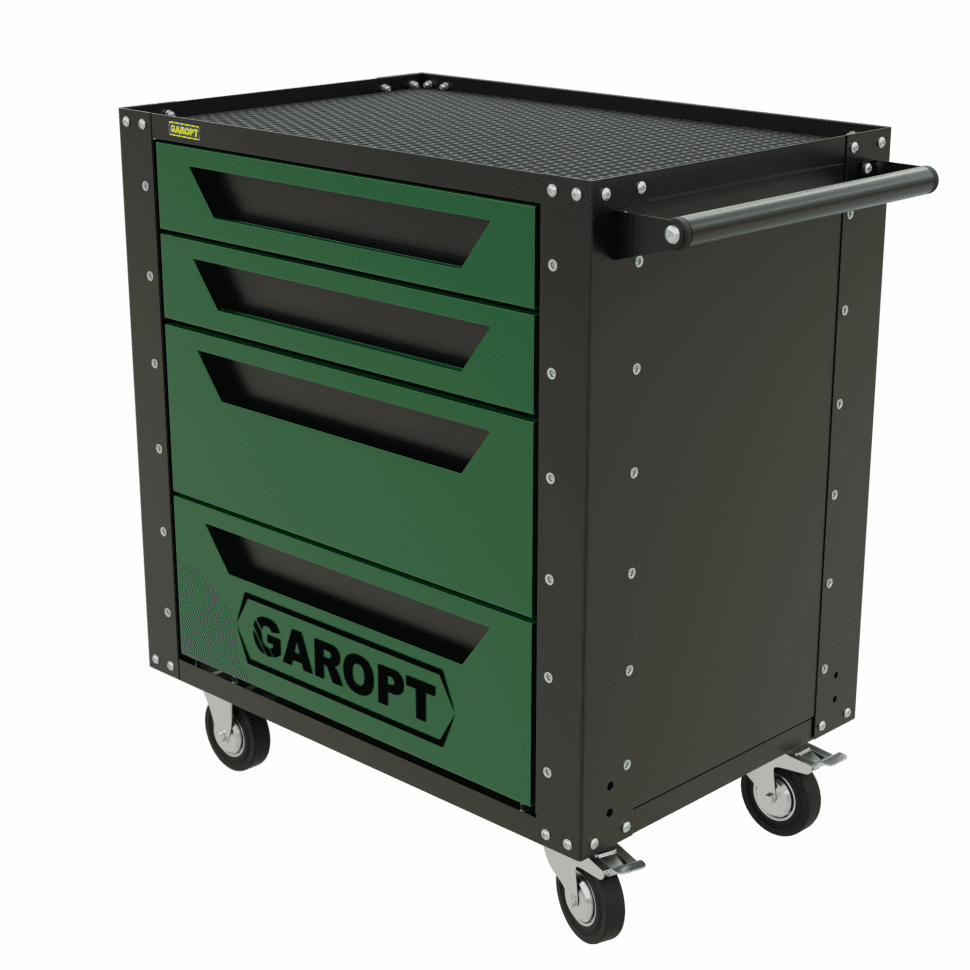 Тележка инструментальная Garopt 4 ящика ЗЕЛЕНАЯ, Серия «Low-cost»