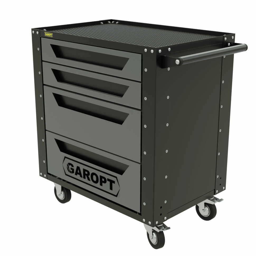 Тележка инструментальная Garopt 4 ящика СЕРАЯ, Серия «Low-cost»