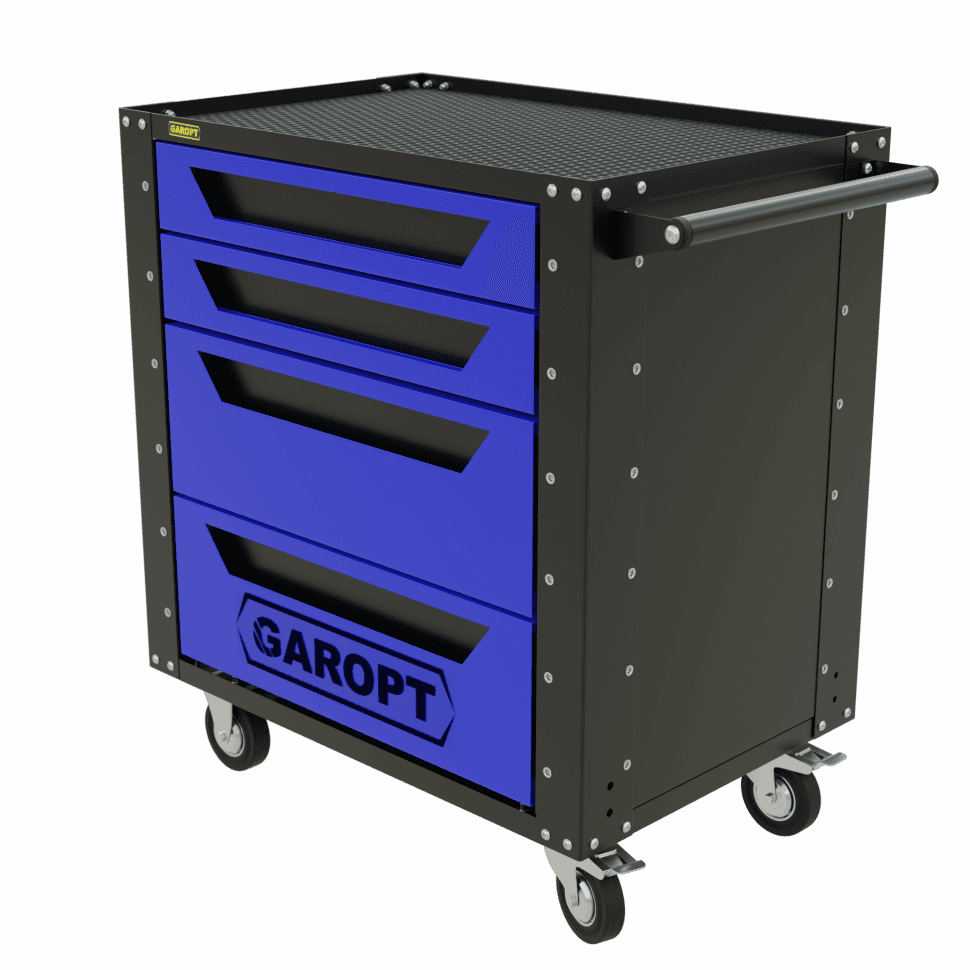 Тележка инструментальная Garopt 4 ящика СИНЯЯ, Серия «Low-cost»
