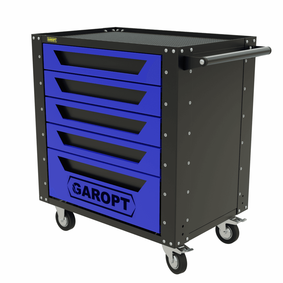 Тележка инструментальная Garopt 5 ящиков СИНЯЯ, Серия «Low-cost»