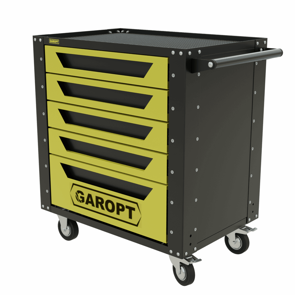Тележка инструментальная Garopt 5 ящиков ЖЕЛТАЯ, Серия «Low-cost»