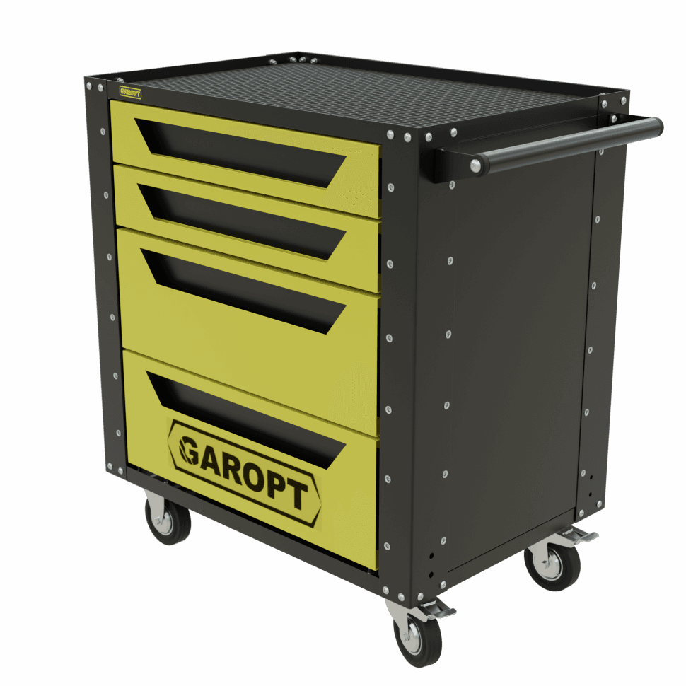 Тележка инструментальная Garopt 4 ящика ЖЕЛТАЯ, Серия «Low-cost»