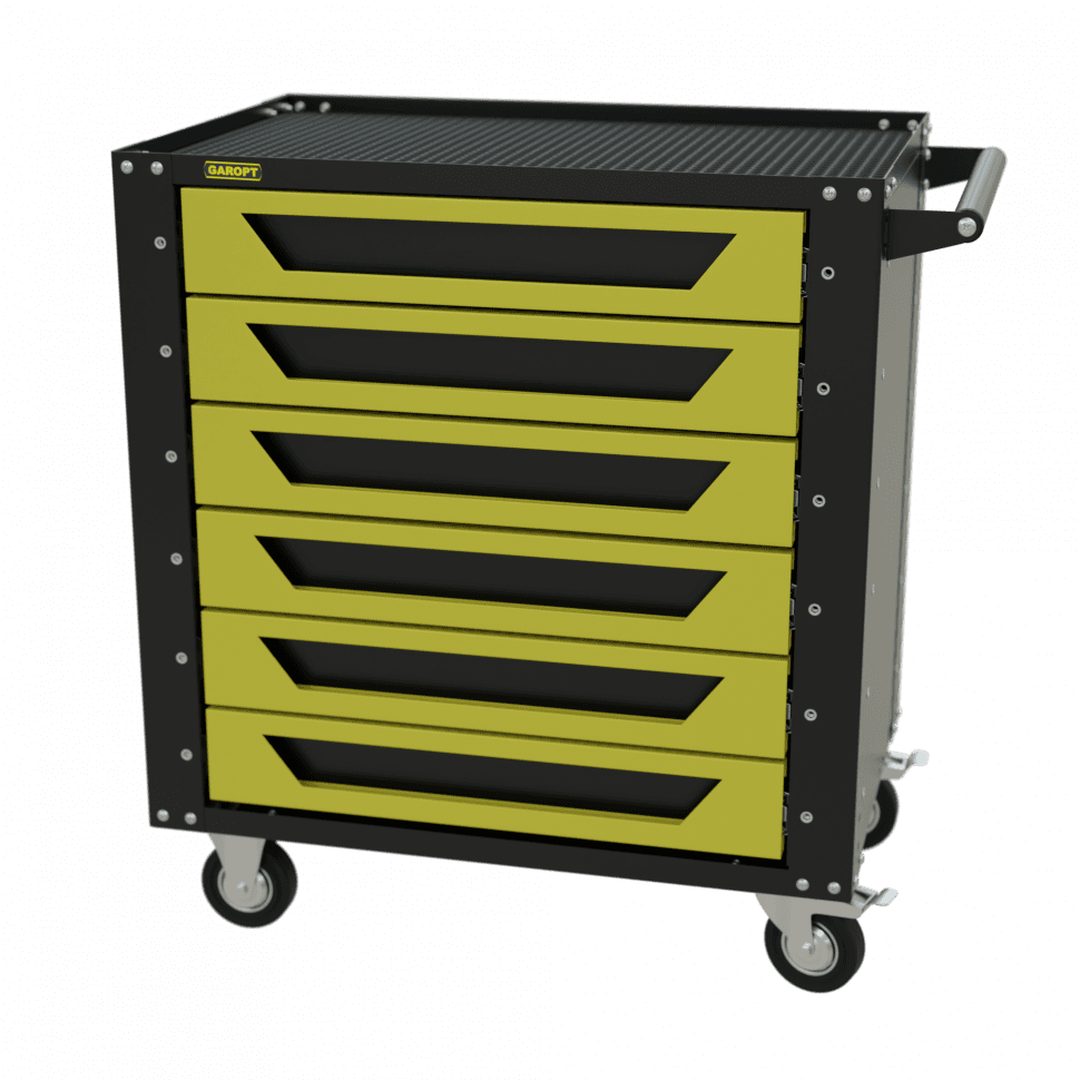 Тележка инструментальная Garopt 6 ящиков ЖЕЛТАЯ, Серия «Low-cost»
