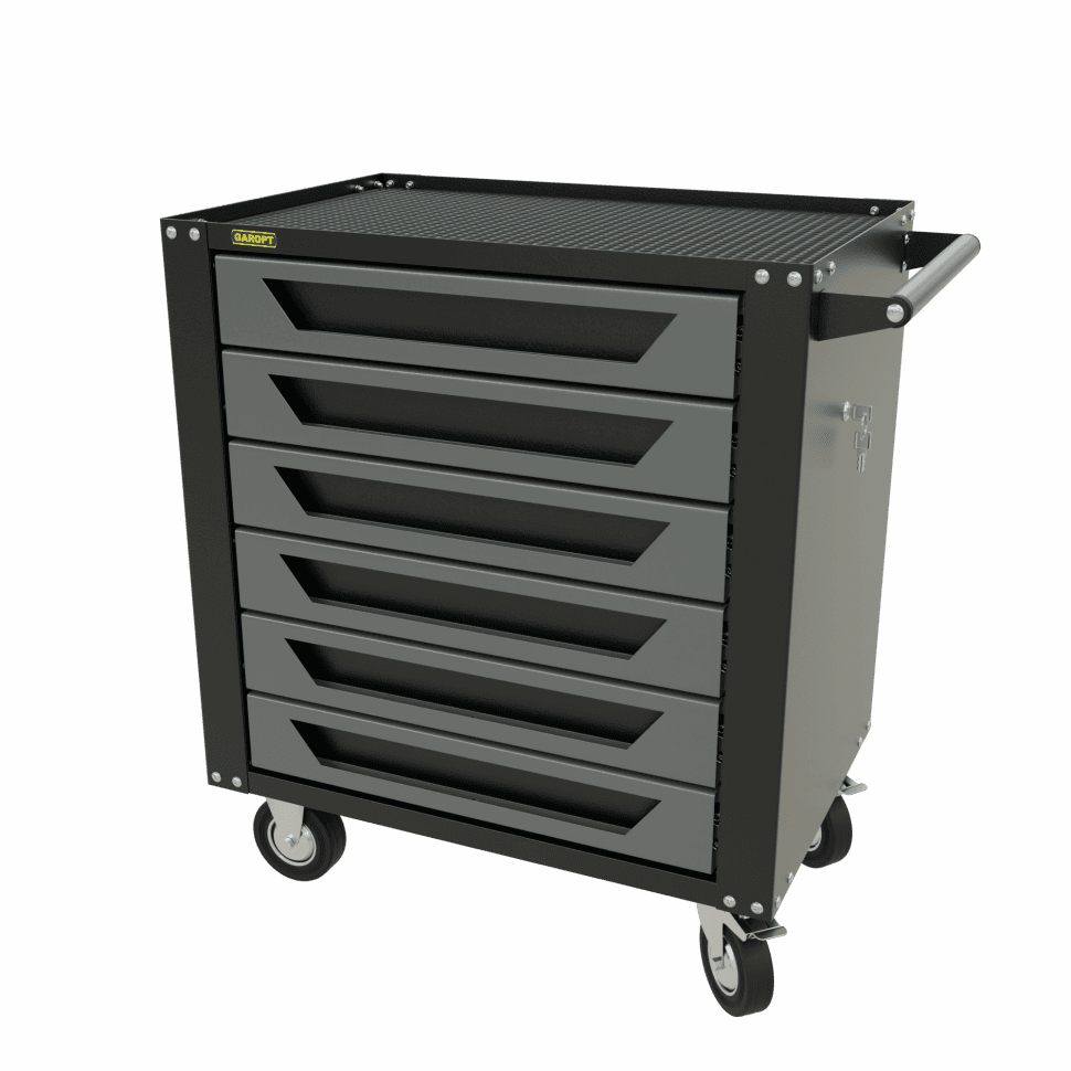 GTS6.grey Тележка инструментальная Garopt 6 ящиков СЕРАЯ, центральный замок, увеличенные колеса, доводчики, GAROPT Серия «Standart»
